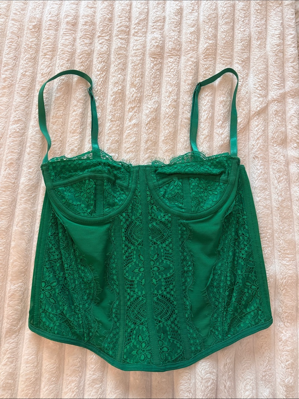 Emerald Green Lace Bustier Top